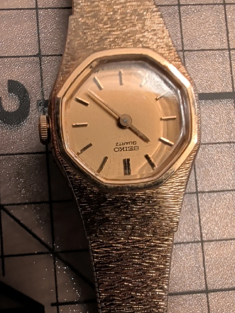 Seiko Gold Tone Ladies Watch with Octagonal Bezel
